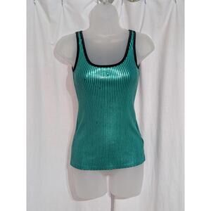 VTG Y2K Femme for DKNY Jeans Teal Sequin Tank Top Sz XS